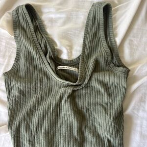 Abercrombie & Fitch Olive Ribbed Scoop Tank Top